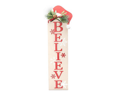 "Believe" Santa Hat & Snowflake Porch Leaner Decor