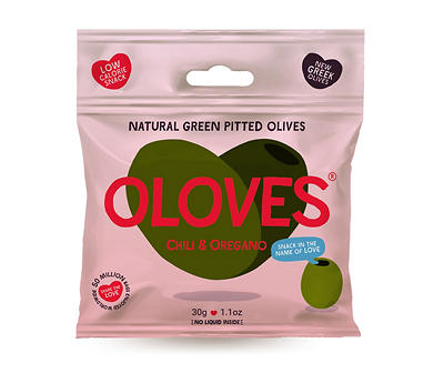 Chili & Oregano Green Pitted Olives, 1.1 Oz.