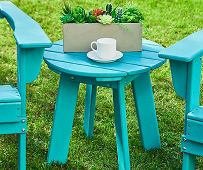 Aqua 3-Piece Adirondack HDPE Outdoor Chair & Table Set