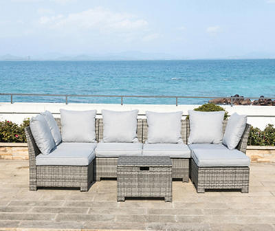 7 Piece Outdoor Patio All-Weather Wicker Sectional