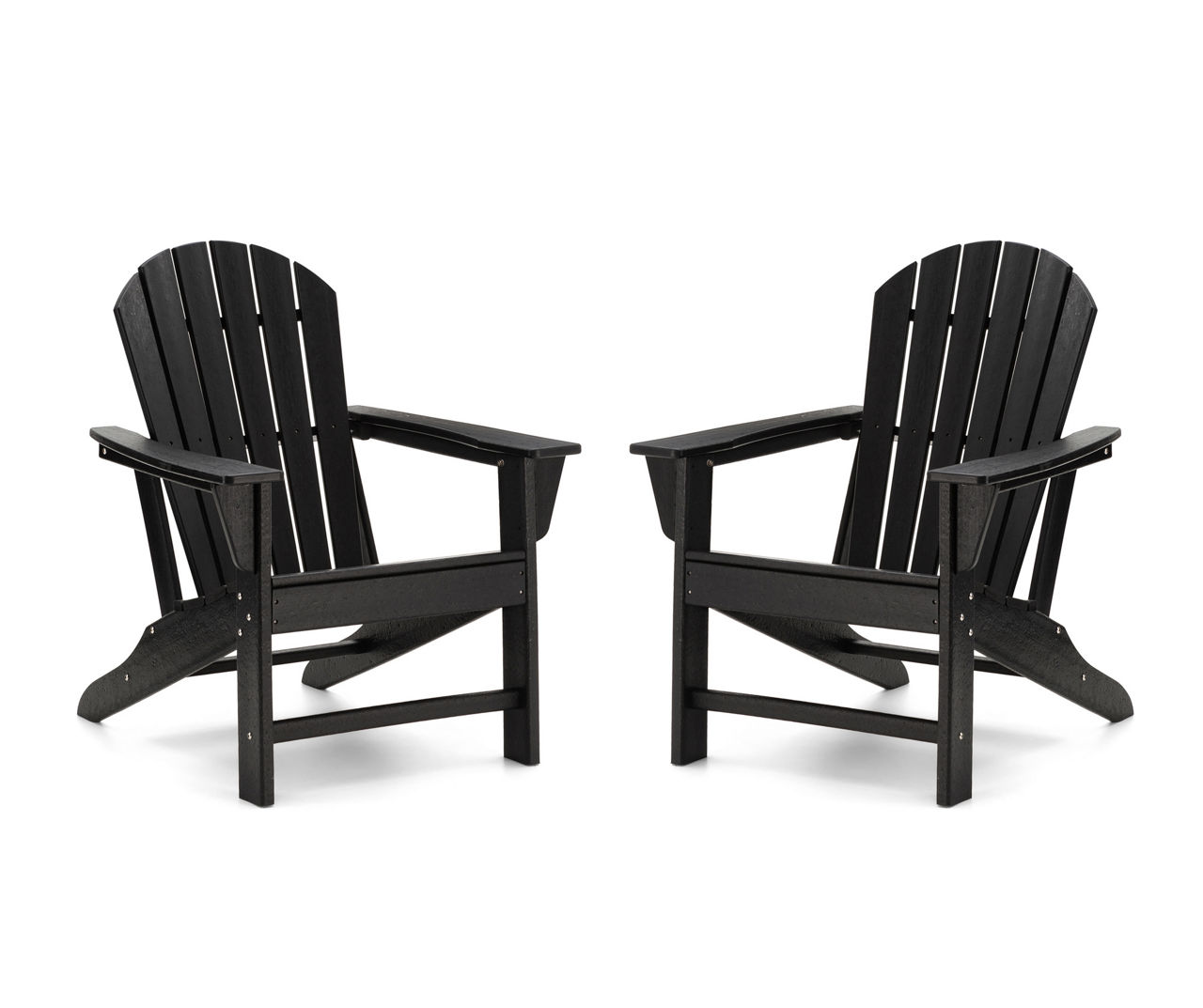 Black Adirondack HDPE Outdoor Chairs, 2-Pack