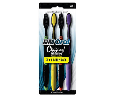 Whitening Charcoal Soft Toothbrushes, 4-Pack