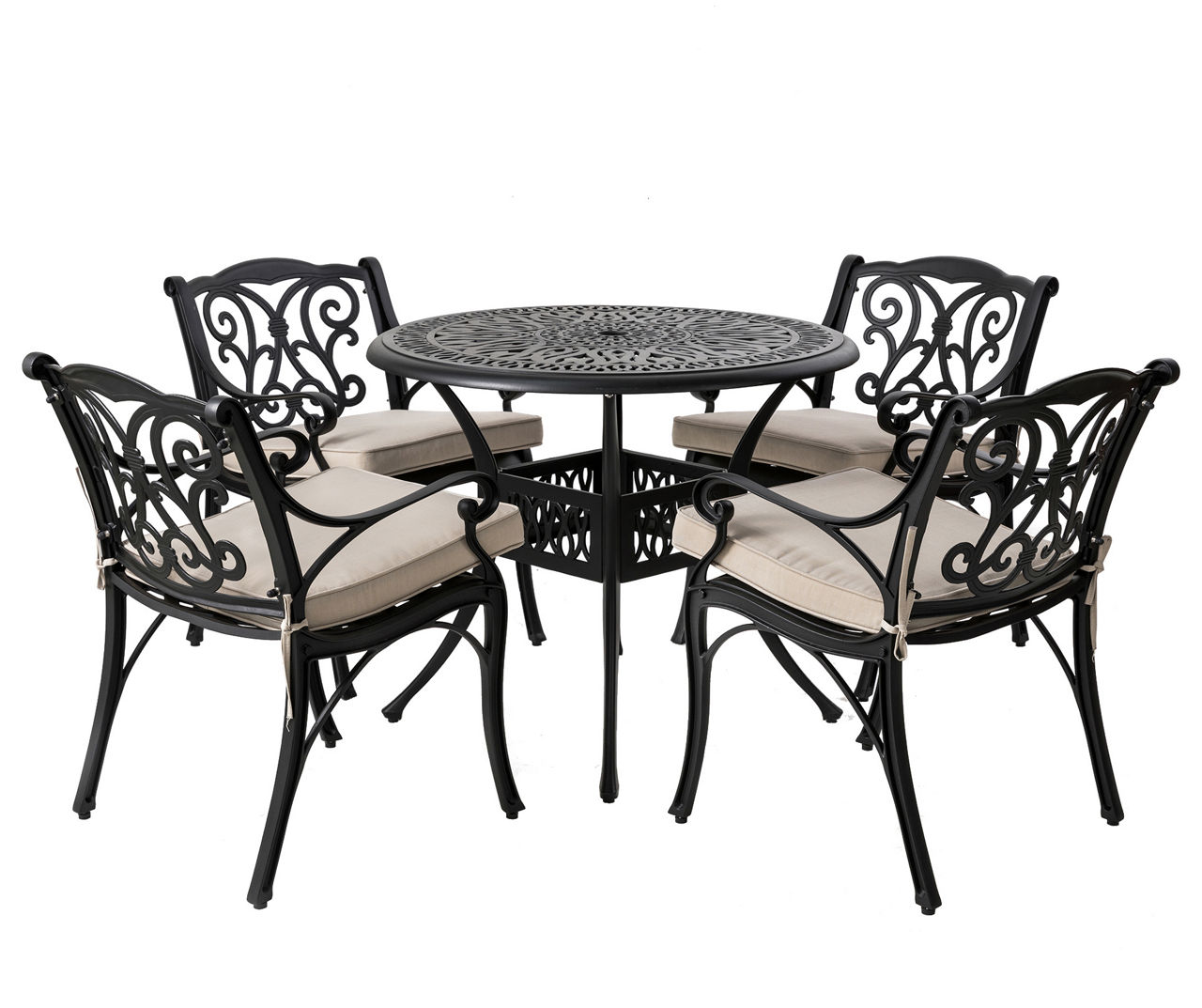 GEROJO 5-Piece Black Cast Aluminum Patio Furniture with Cushions In Random  Colors - ShopStyle Outdoor Dining Collections