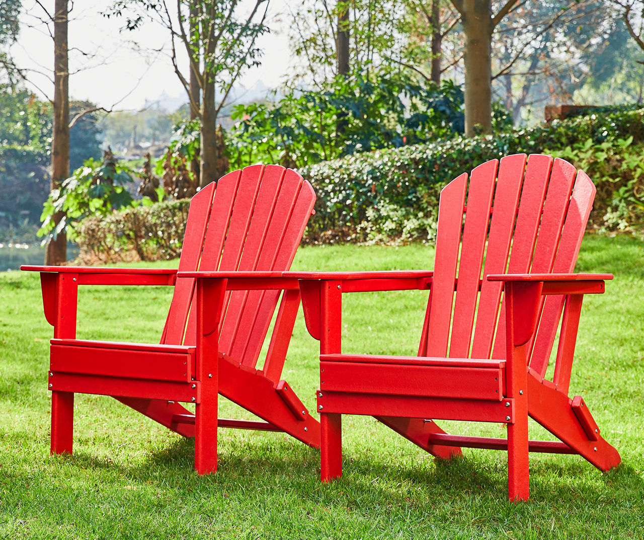 Red discount adirondack chairs