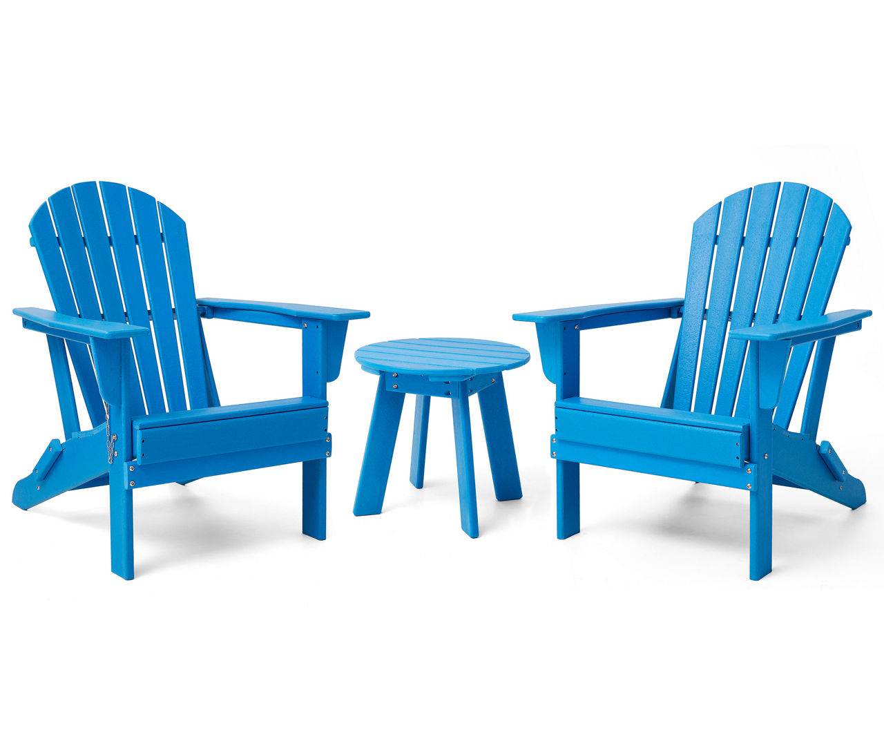 Blue 3-Piece Adirondack Outdoor Folding Chair & Side Table Set