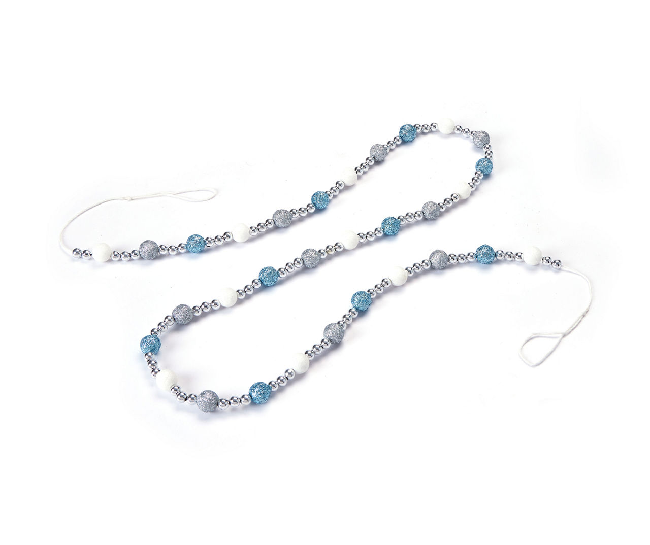 Winter Wonder Lane 6' White & Blue Glitter Ball & Bead Garland | Big Lots