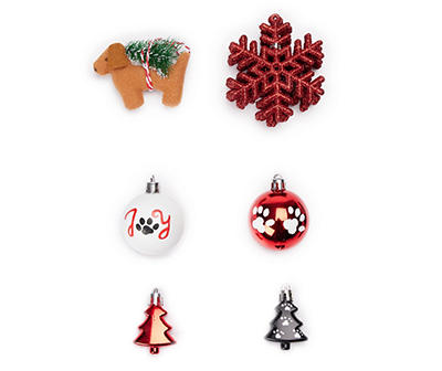 Pets & Snowflake 18-Piece Shatterproof Ornament Set