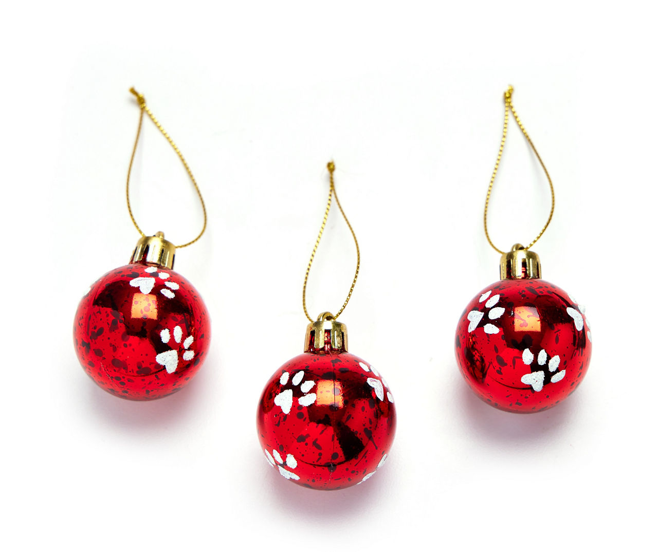 Winter Wonder Lane Red Paw Print Ball Ornaments, 6Pack Big Lots