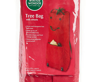 Red Polyester Tree Bag with Wheels