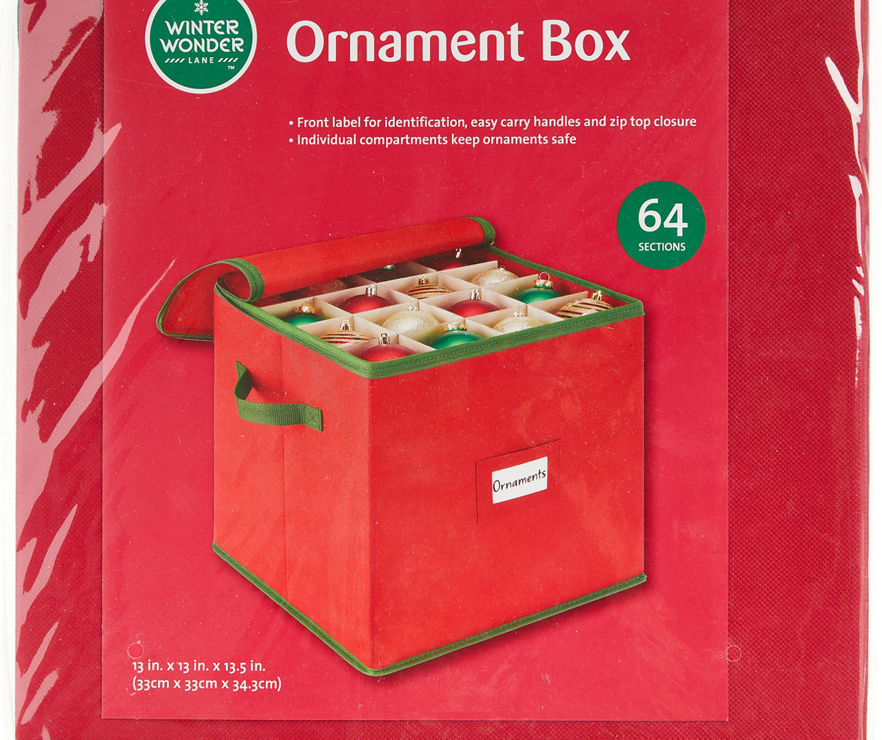1.0 Gal. 20 Compartment Christmas Holiday Ornament Storage Box, Red  (18-Pack)