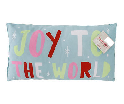 "Joy To The World" Blue Lumbar Throw Pillow