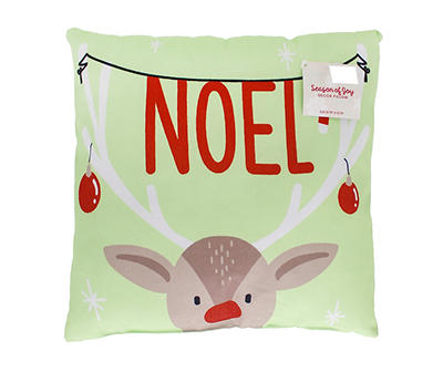 "Noel" Reindeer Throw Pillow