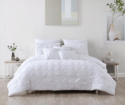 Cara White Tufted Queen 8-Piece Comforter Set