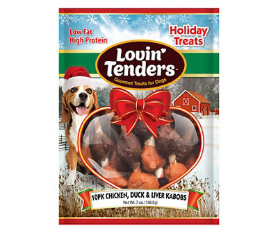 Lovin' Tenders Chicken, Duck & Liver Kabob Dog Treats, 10-Pack