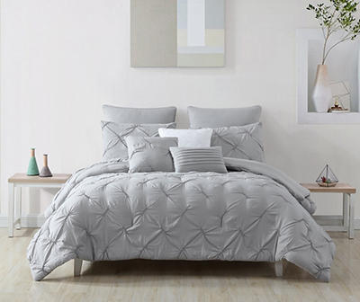 Cara Silver Tufted Queen 8-Piece Comforter Set