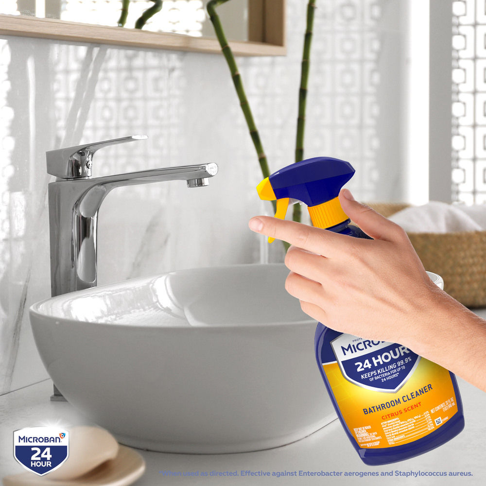 Microban 24 Hour Citrus Scent Bathroom Cleaner and Sanitizing Spray, 32 fl  oz - Harris Teeter