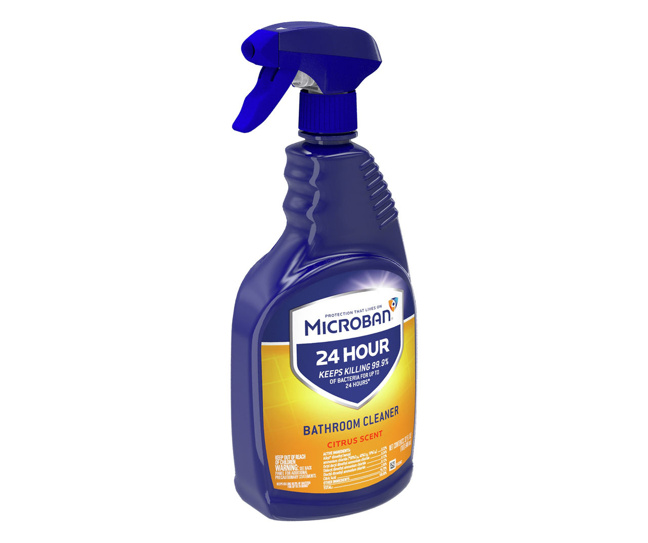 Microban Citrus Scent 24 Hour Bathroom Cleaner & Sanitizing Spray, 32 ...