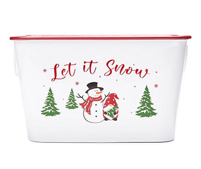 "Let It Snow" Snowman Enamel Metal Bucket