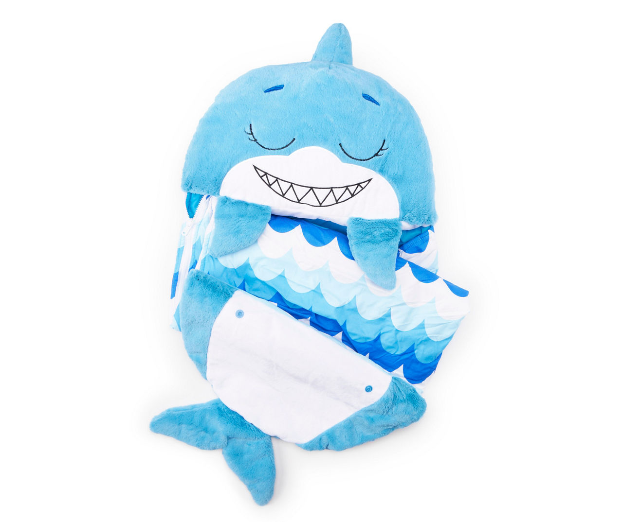 Happy Nappers Pillow & Sleepy Sack- Comfy, Cozy, Compact, Super Soft, Warm,  All Season, Sleeping Bag with Pillow- Blue Shark