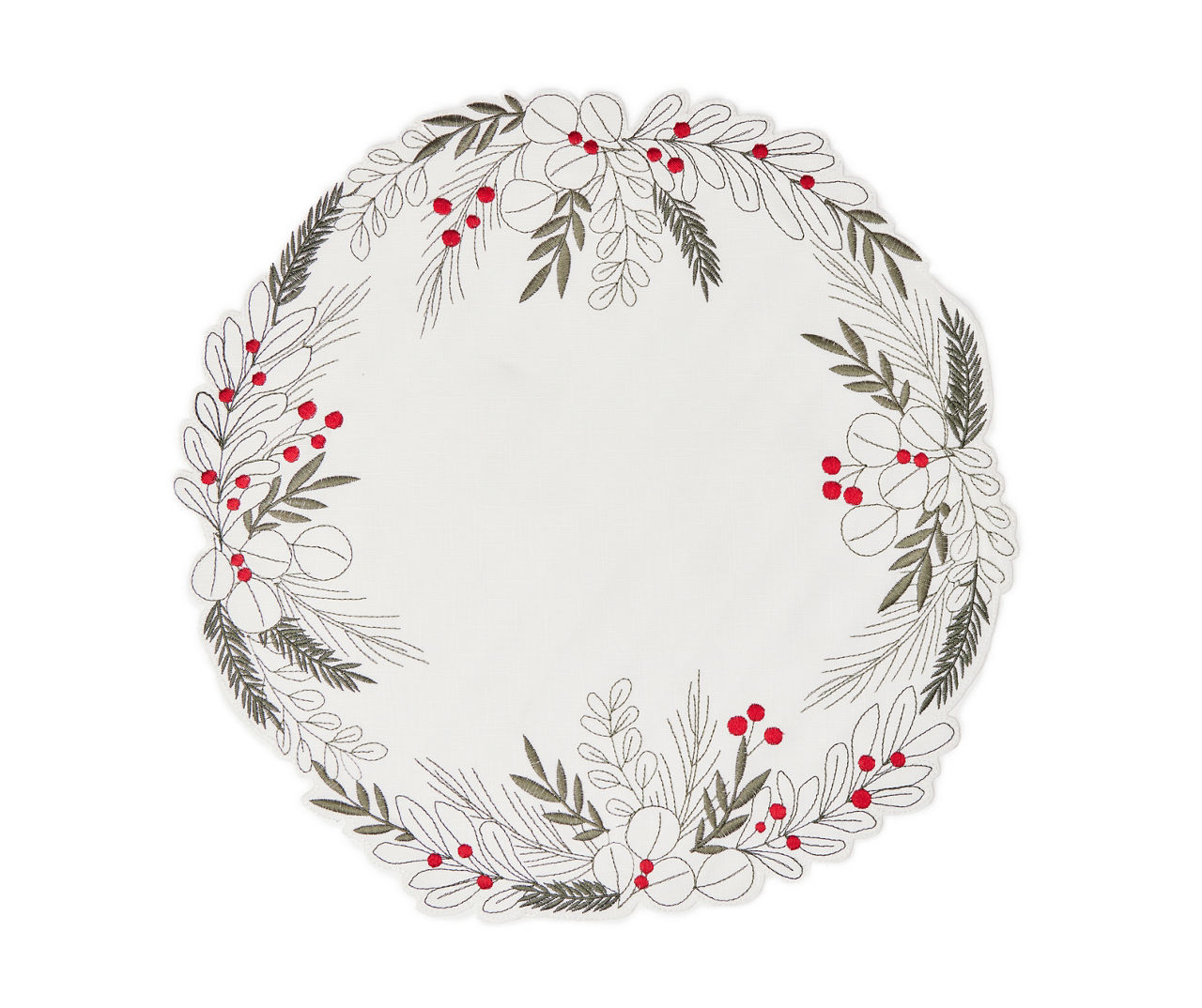 White, Green & Red Be Merry Cutout Round Placemat Big Lots