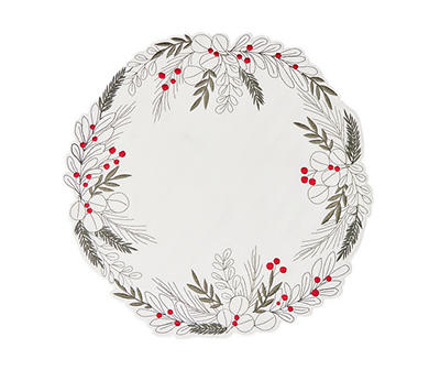 White, Green & Red Be Merry Cutout Round Placemat