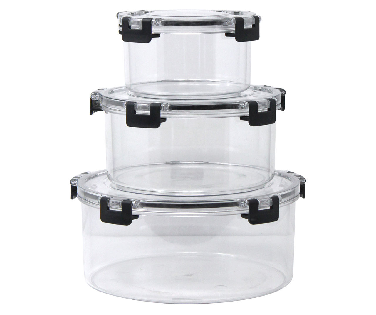 Gourmet Home - Black 3-Piece Round Airtight Container Set
