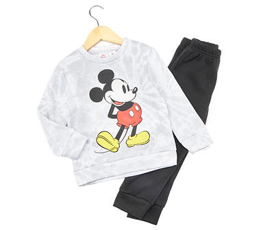 Disney Toddler/Baby Gray Tie-Dye Mickey & Black 2-Piece Fleece Outfit