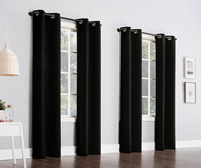 Putnam Black Room-Darkening Grommet 4-Piece Curtain Panel Set, (84