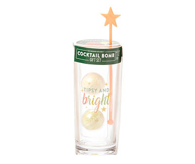 "Tipsy & Bright" Highball Glass & Cocktail Bomb Gift Set