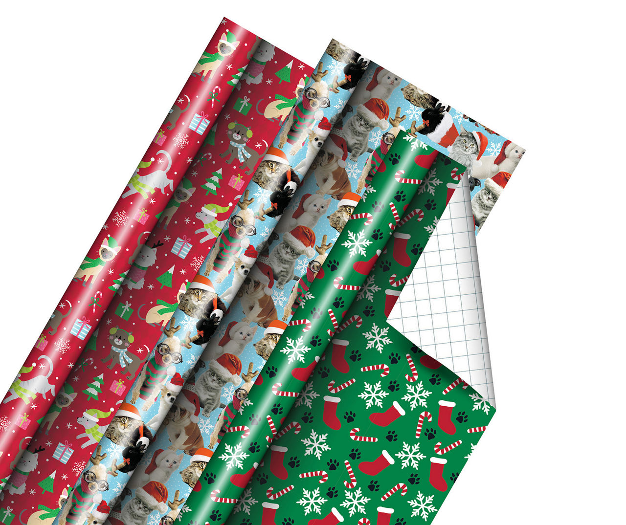 Festive Felines Bulk Wrapping Paper Roll - 208'x24 - 416 Sq Ft