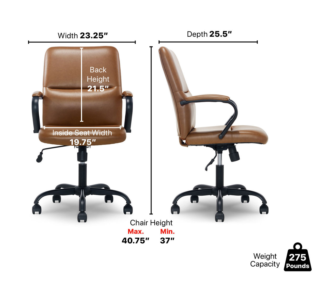 Camel Brown Vegan Leather Office Chair