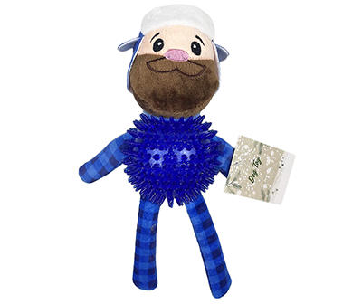 Blue Beard Man Plush & Rubberized Ball Dog Toy