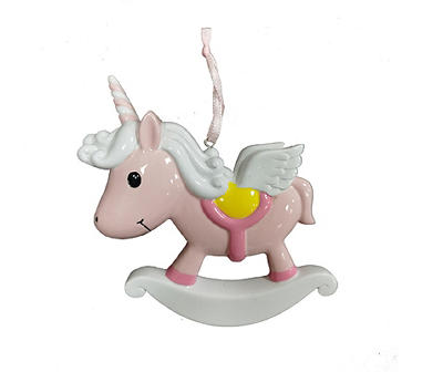 Pink Rocker Unicorn Resin Stone Ornament