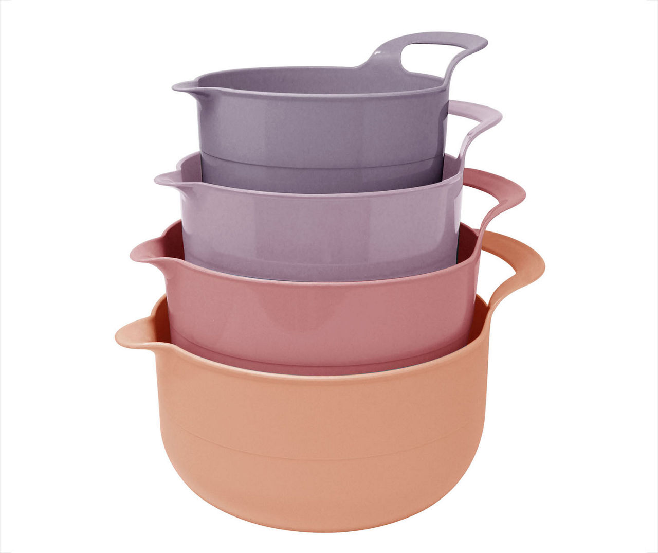 COOK WITH COLOR Mixing Bowls - 4 Piece Nesting Plastic Mixing Bowl Set with  Pour Spouts and Handles (Ombre Pink)