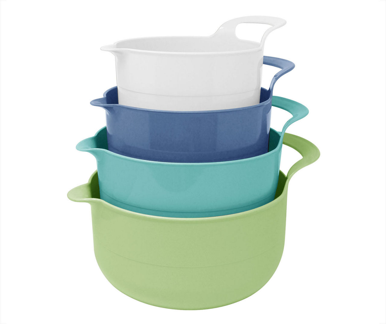 Mixing Bowls - 4 Piece Nesting Plastic Mixing Bowl Set with Pour