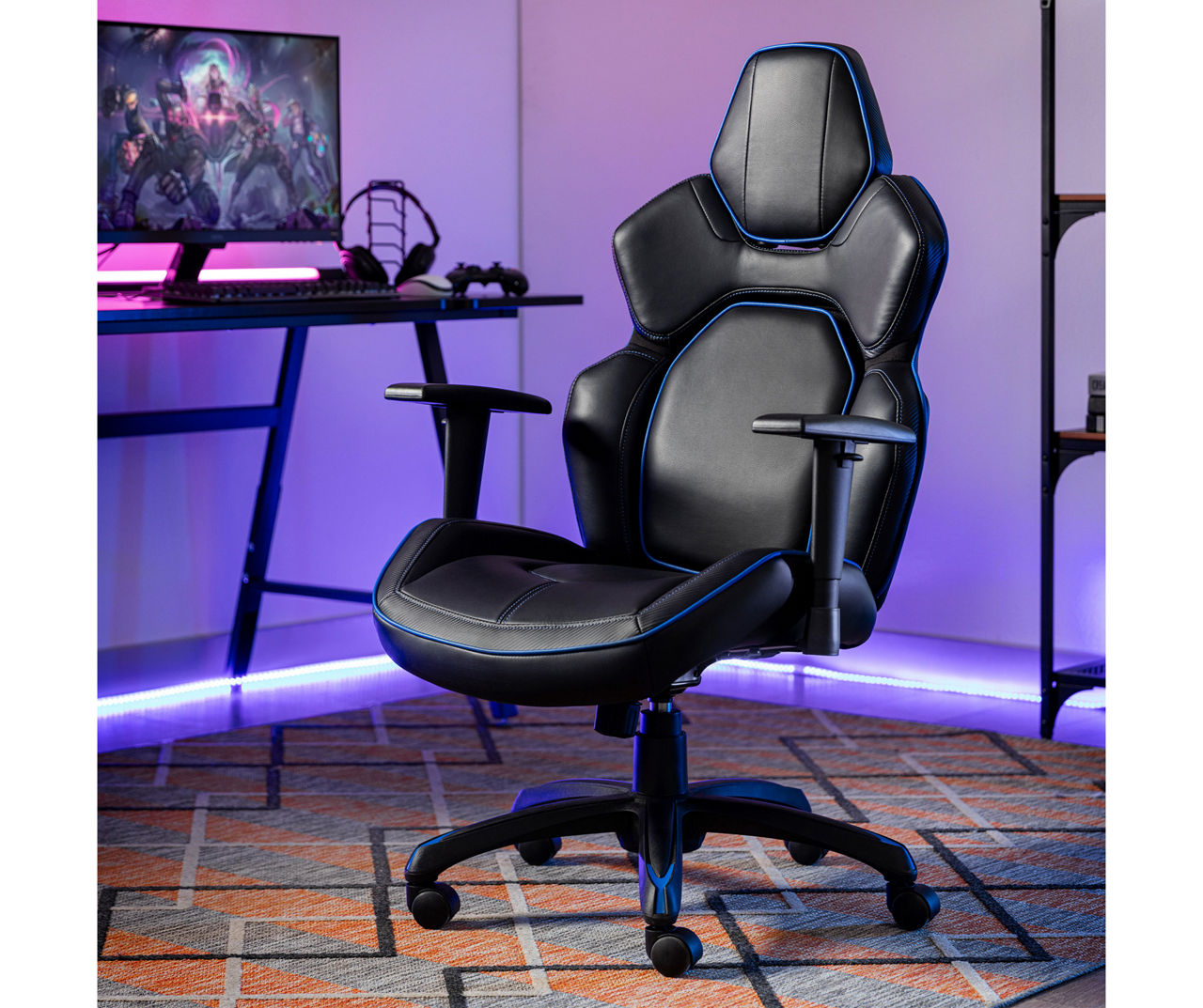 Vegan Leather Computer Gaming Chair with Foot Rest