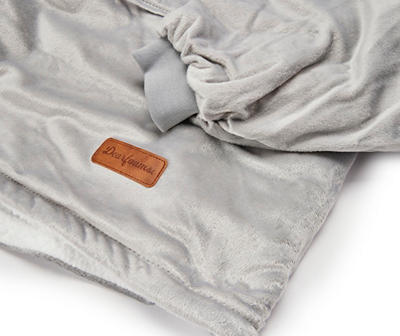 Gray Plush Sherpa-Lined Hooded Throw