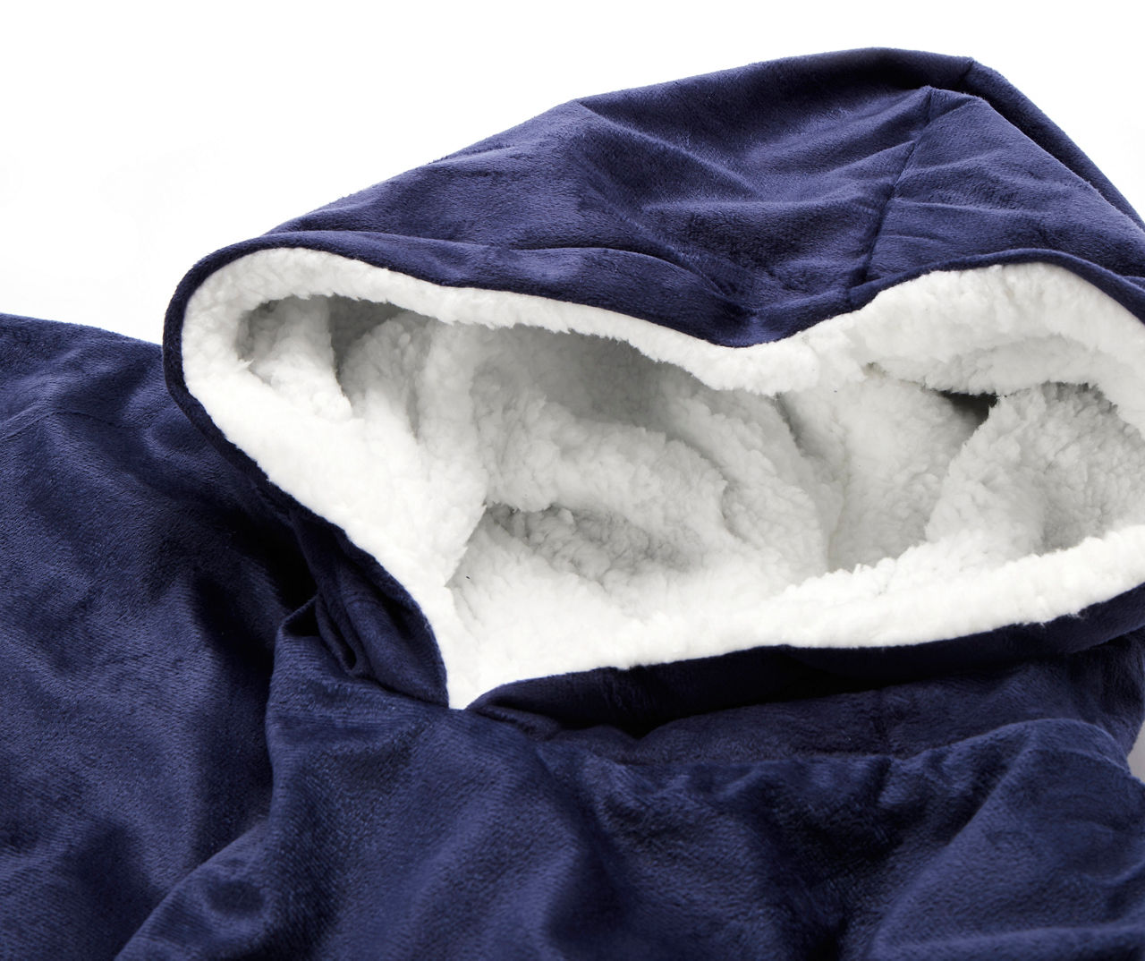 Navy Plush Sherpa-Lined Hooded Throw
