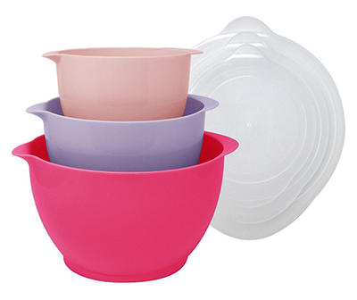 Outer Pink 3-Piece Mixing Bowl & Lid Set
