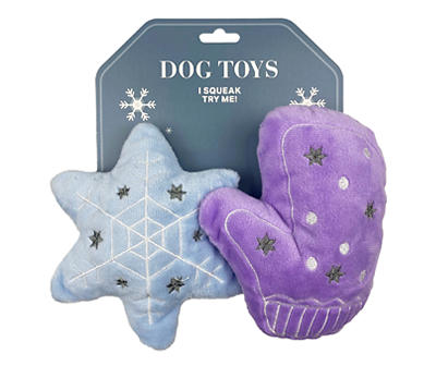 Snowflake & Mitten 2-Piece Plush Pet Toy Set