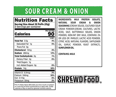 Sour Cream & Onion Protein Puffs, 2.25 Oz.