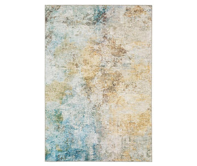 Mykee Yellow & Blue Abstract Area Rug, (7.8' x 10')
