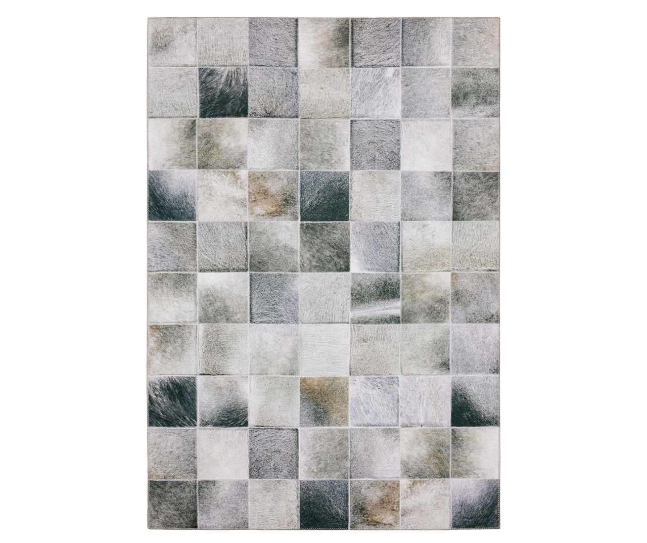 Mylen Gray & Charcoal Faux Hide Tile Pattern Area Rug, (2' x 8')