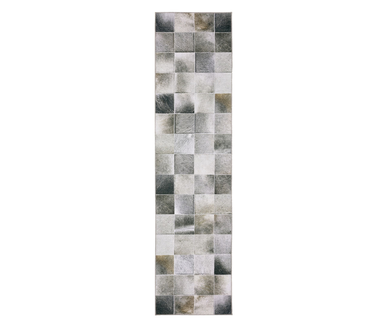 Mylen Gray & Charcoal Faux Hide Tile Pattern Area Rug, (8.9' x 12')