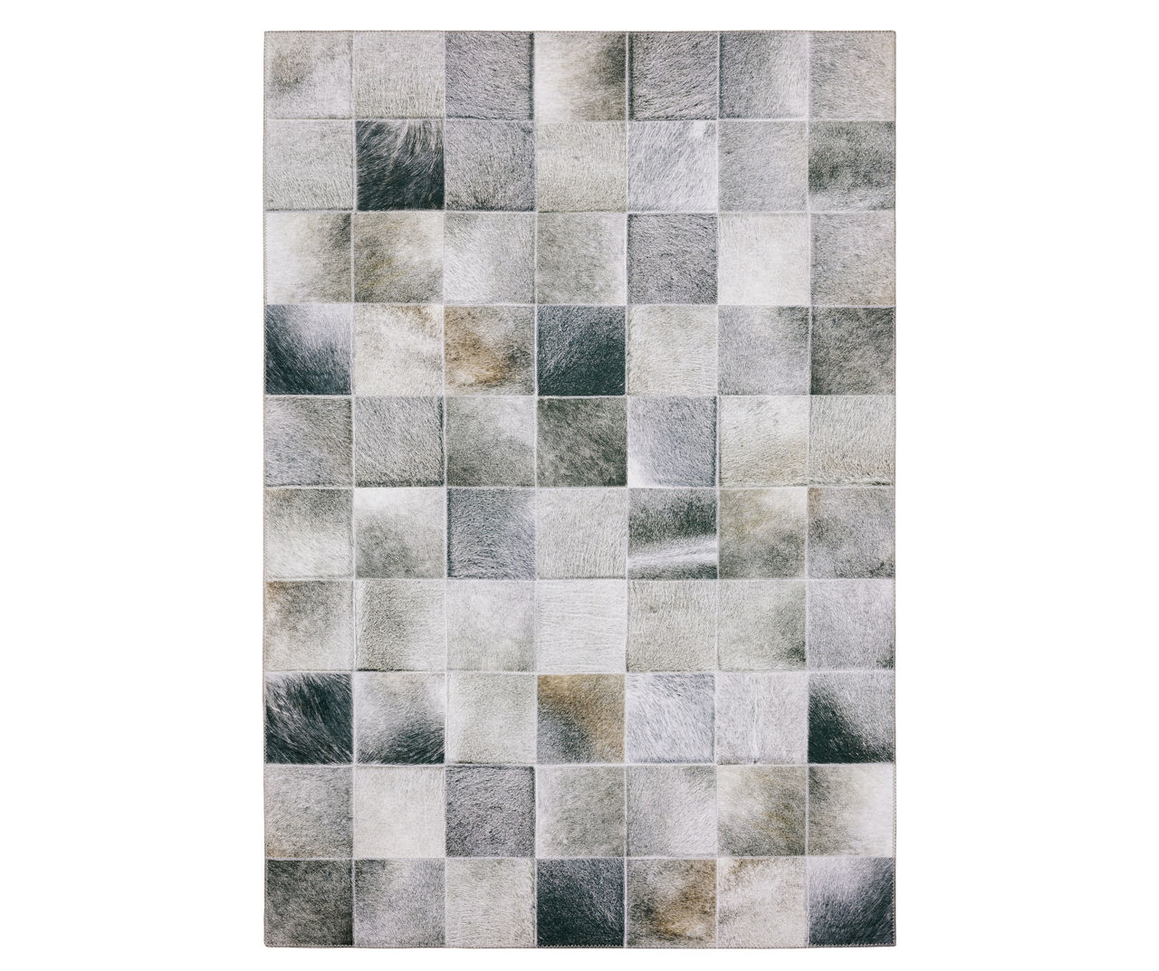 Mylen Gray & Charcoal Faux Hide Tile Pattern Area Rug, (7.8' x 10')