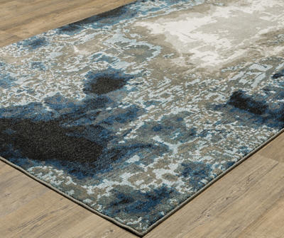Vedie Blue & Taupe Abstract Area Rug, (6.7' x 9.2')