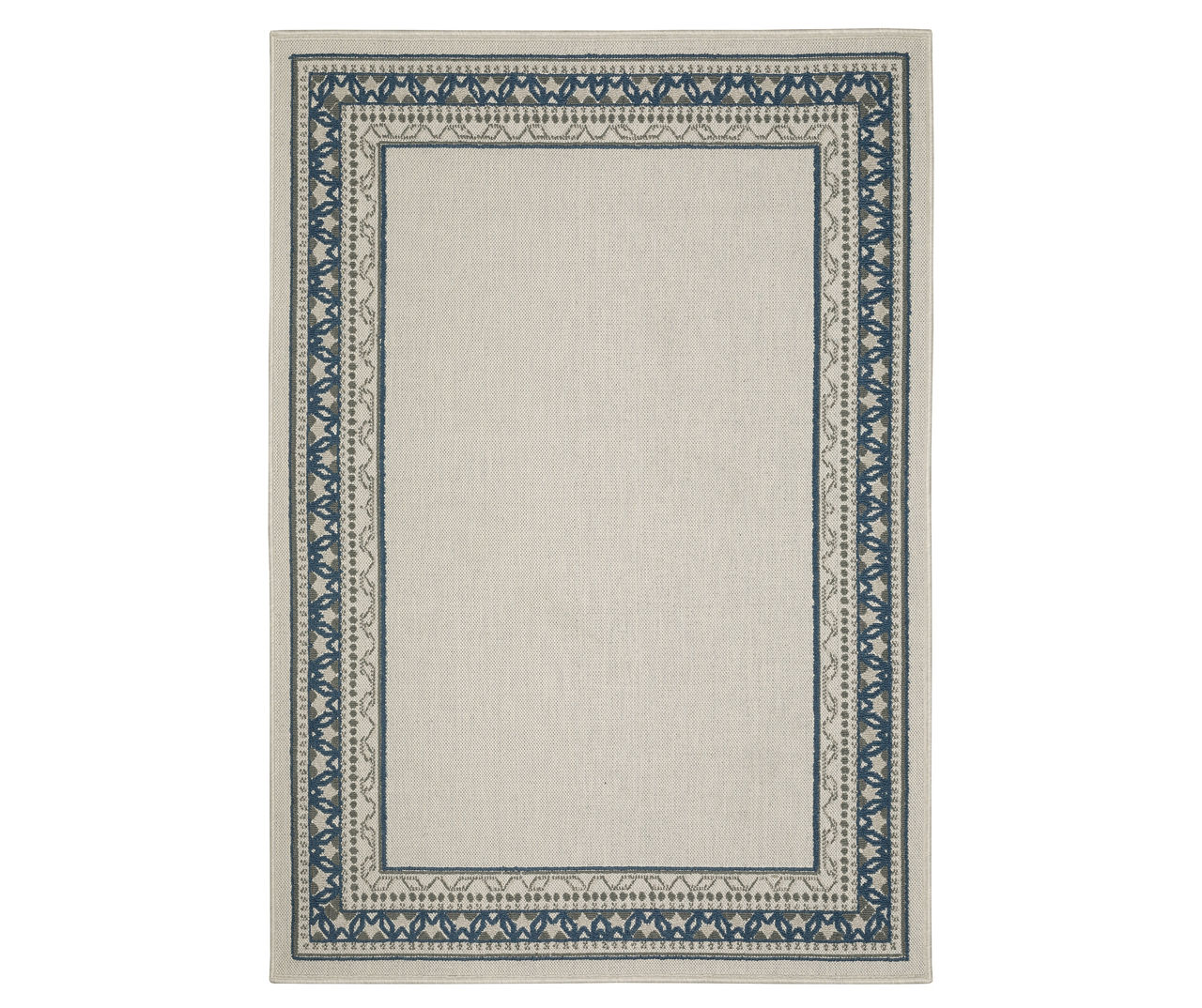 Torlea Beige & Blue Zigzag Border Outdoor Area Rug, (9.1' x 12.1')