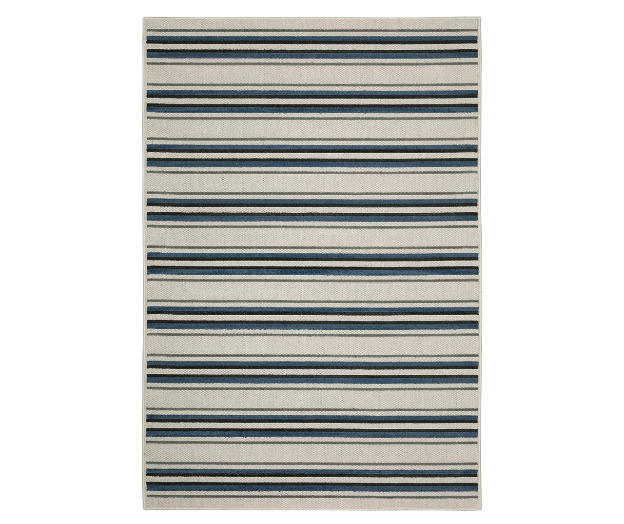Torie Beige & Blue Stripe Outdoor Area Rug, (9.1' x 12.1')