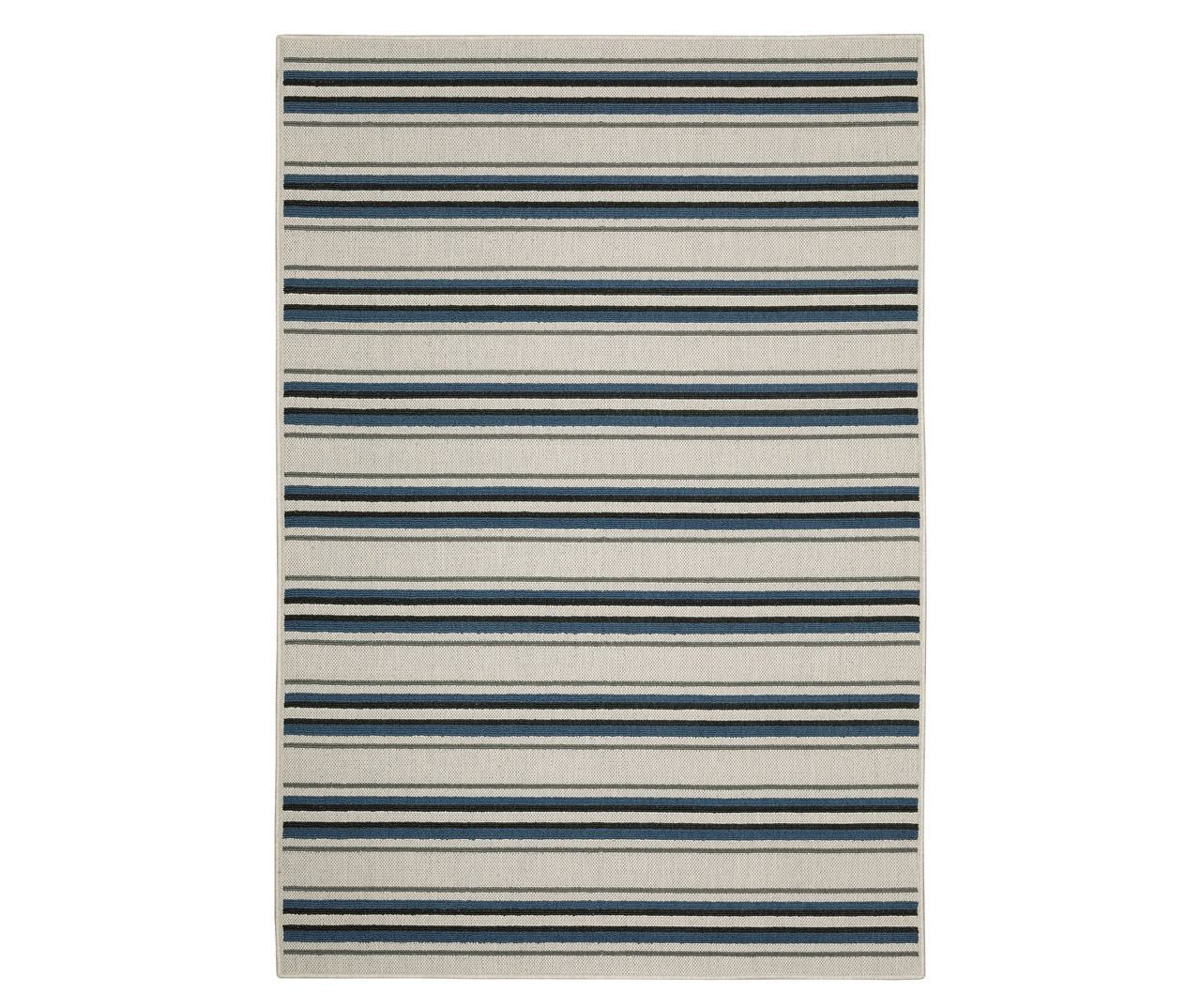 Torie Beige & Blue Stripe Outdoor Area Rug, (7.1' x 10')