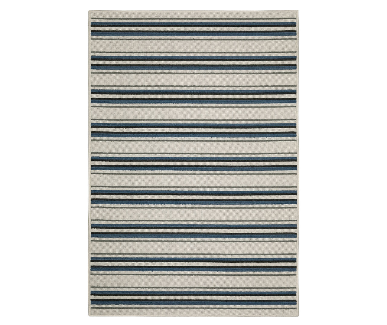 Torie Beige & Blue Stripe Outdoor Area Rug, (6.7' x 9.2')